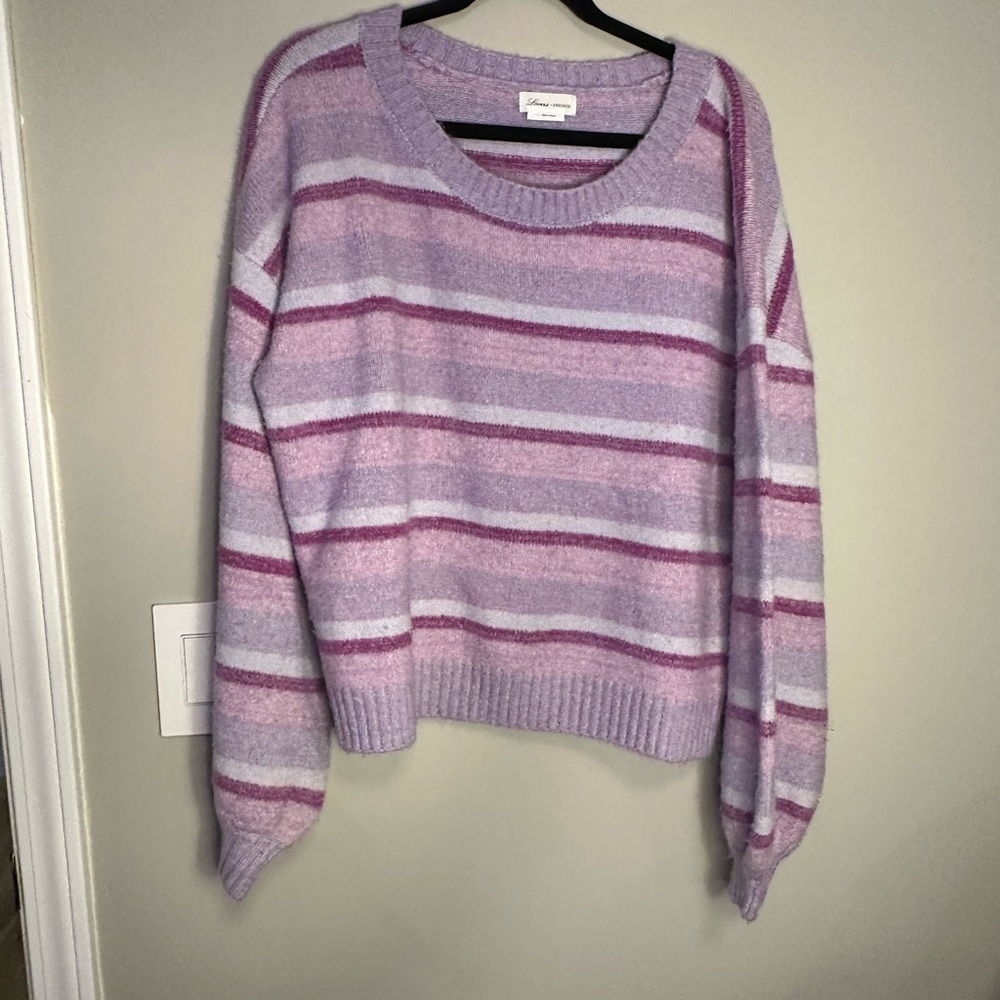 Lovers + Friends Lavender and Pink Striped Sweater